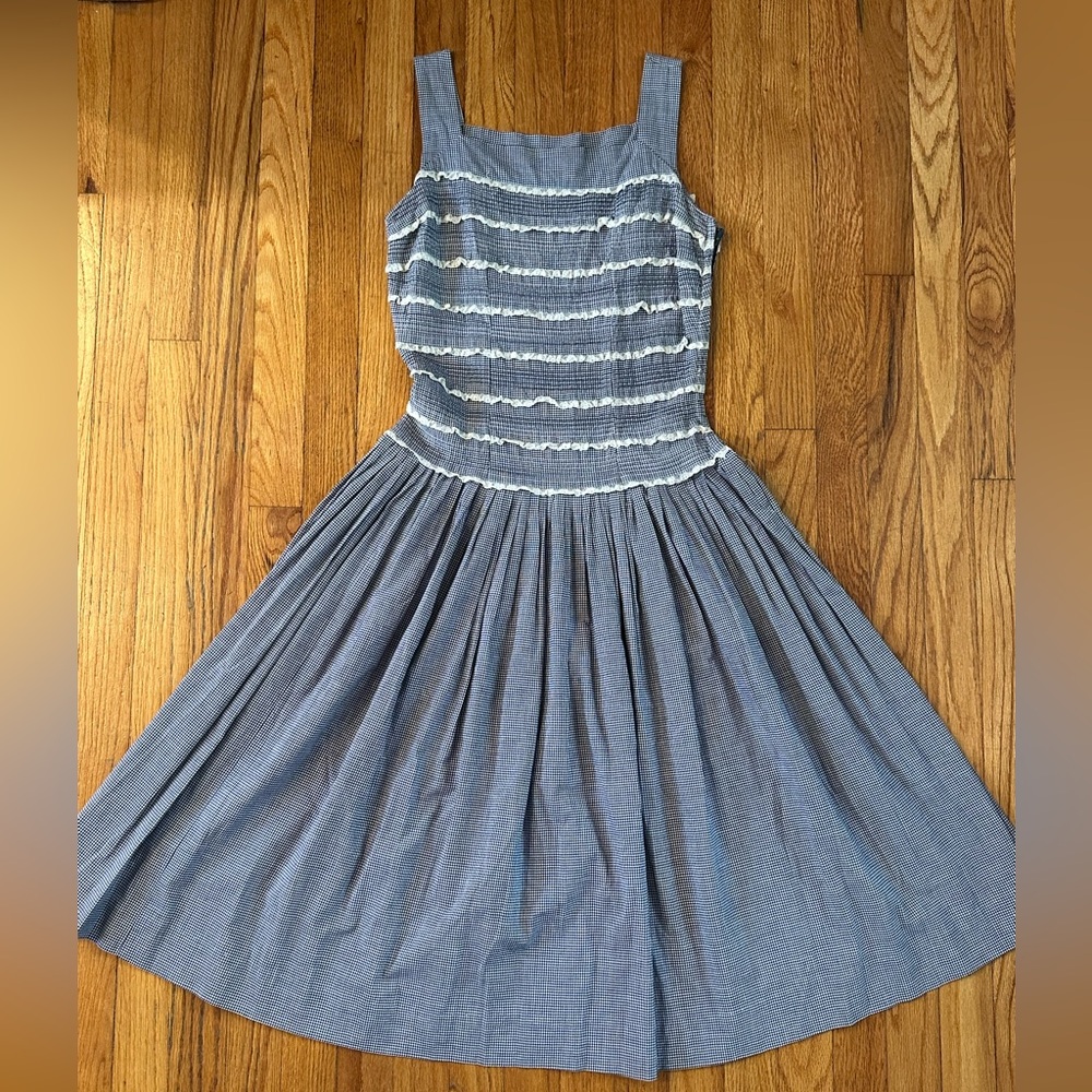 Vintage Blue and White Gingham Dress